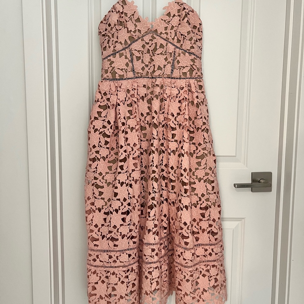Self-Portrait Strapless Pink Lace Dress